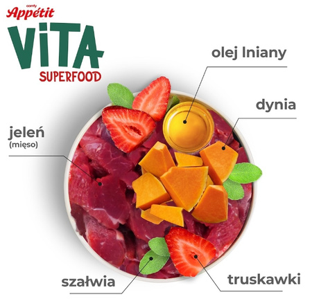 Comfy Appetit Vita Superfood jeleń puszka 400g - mokra karma dla dorosłych psów