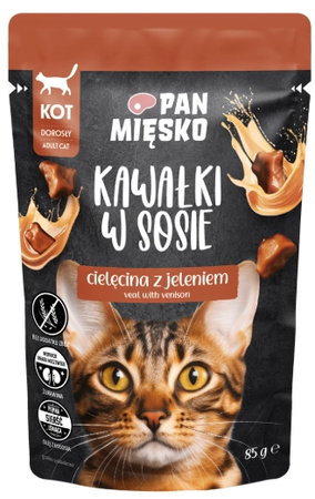 Pan Mięsko cielęcina z jeleniem 85g - mokra karma dla dorosłych kotów