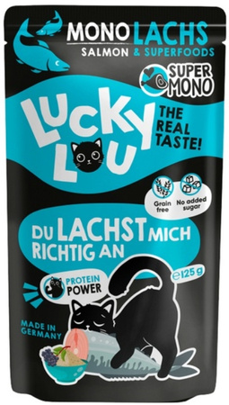 Lucky Lou SuperMono łosoś saszetka 125g - mokra karma dla dorosłych kotów
