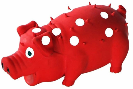 Lupi Pets świnka w czerwone kropki 14,4cm - lateksowa zabawka dla psa