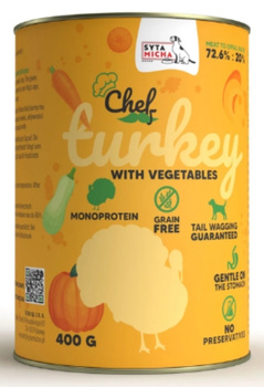 Syta Micha Chef Indyk z warzywami 400g - mokra karma dla dorosłych psów