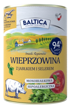 Baltica Wieprzowina z jabłkiem i selerem 400g - mokra karma dla dorosłych psów