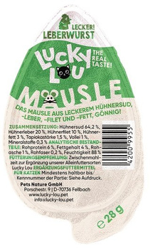 Lucky Lou Mausle Kiełbasa z wątróbki 28g - przysmak dla kotów