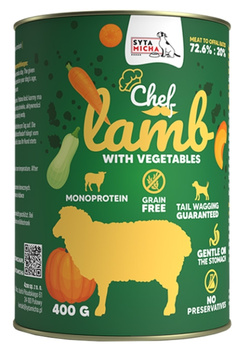 Syta Micha Chef Jagnięcina z warzywami 400g - mokra karma dla dorosłych psów