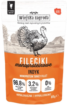 Wiejska Zagroda Fileciki indyk 85g - mokra karma dla dorosłych kotów
