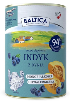 Baltica Indyk z dynią 400g - mokra karma dla dorosłych psów