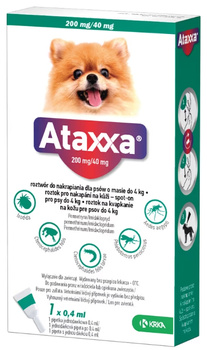 Ataxxa 200mg/40mg do 4 kg - krople na pchły i kleszcze dla psa