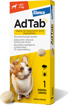 AdTab Dog 5,5-11 kg - tabletki przeciwko pchłom i kleszczom 1 tabl.