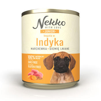 Nekko Junior Indyk z marchewką i siemieniem lnianym 800g - mokra karma dla szczeniąt