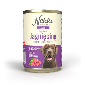 Nekko Jagnięcina z brokułami i pestkami dyni 400g - mokra karma dla dorosłych psów