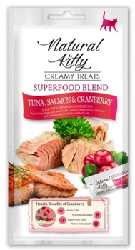 Natural Kitty Creamy Treats tuńczyk z łososiem i żurawiną 4x12g - kremowy przysmak dla kota