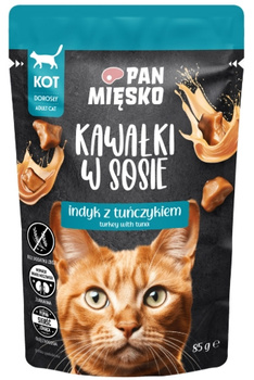 Pan Mięsko indyk z tuńczykiem 85g - mokra karma dla dorosłych kotów