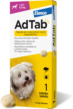 AdTab Dog 2,5-5,5 kg - tabletki przeciwko pchłom i kleszczom 1 tabl.