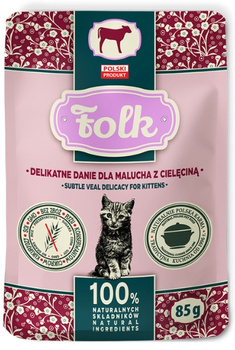 Folk danie z cielęciną 85g - mokra karma dla kociąt