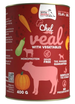 Syta Micha Chef Cielęcina z warzywami 400g - mokra karma dla dorosłych psów