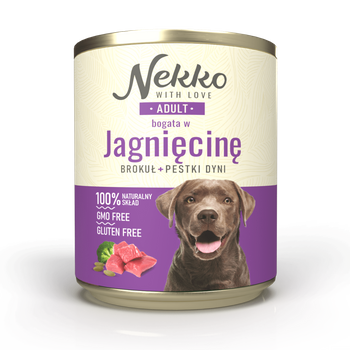 Nekko Jagnięcina z brokułami i pestkami dyni 800g - mokra karma dla dorosłych psów