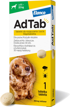 AdTab Dog 11-22 kg - tabletki przeciwko pchłom i kleszczom 1 tabl.