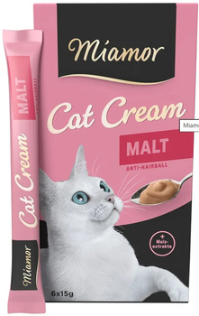 Miamor Cat Cream pasta odkłaczająca ze słodem 6x15g