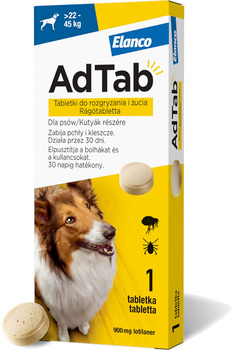 AdTab Dog 22-45 kg - tabletki przeciwko pchłom i kleszczom 1 tabl.