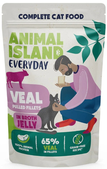 Animal Island Everyday szarpane fileciki z cielęciny w galaretce z rosołu 85g - mokra karma dla dorosłych kotów