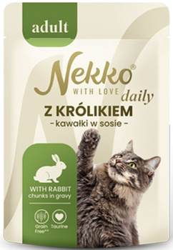 Nekko Daily z królikiem kawałki w sosie 85g - mokra karma dla dorosłych kotów