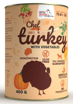 Syta Micha Chef Junior Indyk z warzywami 400g - mokra karma dla szczeniąt