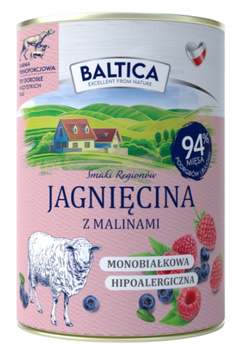 Baltica Jagnięcina z malinami 400g - mokra karma dla dorosłych psów