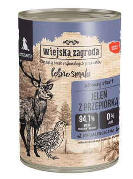 Wiejska Zagroda Leśne Smaki Jeleń z przepiórką 400g - mokra karma dla szczeniaka