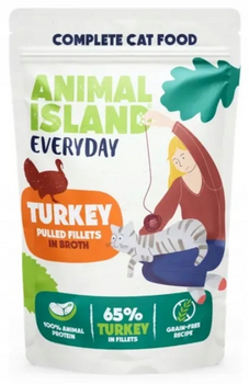 Animal Island Everyday szarpane fileciki z indyka w rosole 85g - mokra karma dla dorosłych kotów