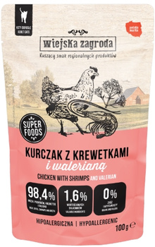 Wiejska Zagroda kurczak z krewetkami i walerianą 100g - mokra karma dla dorosłych kotów