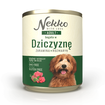 Nekko Dziczyzna z rozmarynem i żurawiną 800g - mokra karma dla dorosłych psów
