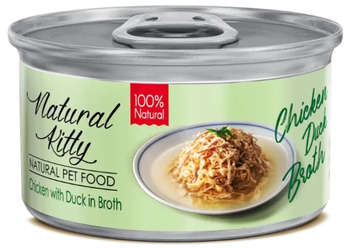 Natural Kitty kurczak z kaczką w bulionie 80g - karma mokra dla dorosłych kotów