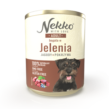 Nekko Jeleń z jagodami i pokrzywą 800g - mokra karma dla dorosłych psów