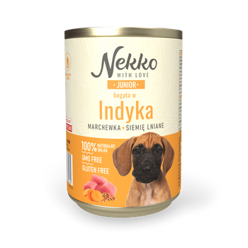 Nekko Junior Indyk z marchewką i siemieniem lnianym 400g - mokra karma dla szczeniąt