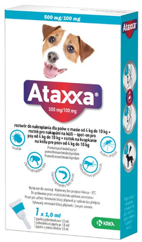 Ataxxa 500mg/100mg od 4kg do 10kg - krople na pchły i kleszcze dla psa