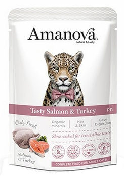 Amanova Cat Łosoś i indyk 85g - mokra karma dla dorosłych kotów