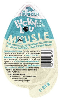 Lucky Lou Mausle Tuńczyk 28g - przysmak dla kotów