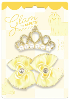 Mpets GLAM spinki i gumka - żółte kokardki i korona