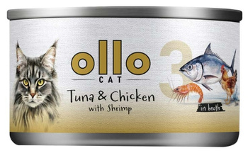 Ollo Cat nr3 tuńczyk z kurczakiem i krewetkami 70g - mokra karma dla dorosłych kotów