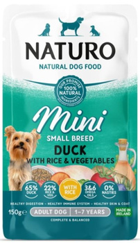 Naturo Mini kaczka z ryżem i warzywami saszetka 150g - mokra karma dla dorosłych psów