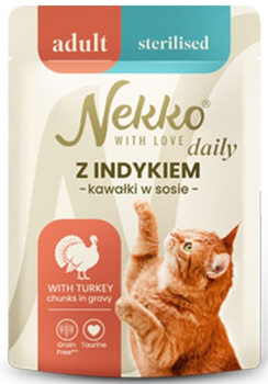 Nekko Daily Sterilised z indykiem kawałki w sosie 85g - mokra karma dla dorosłych kotów